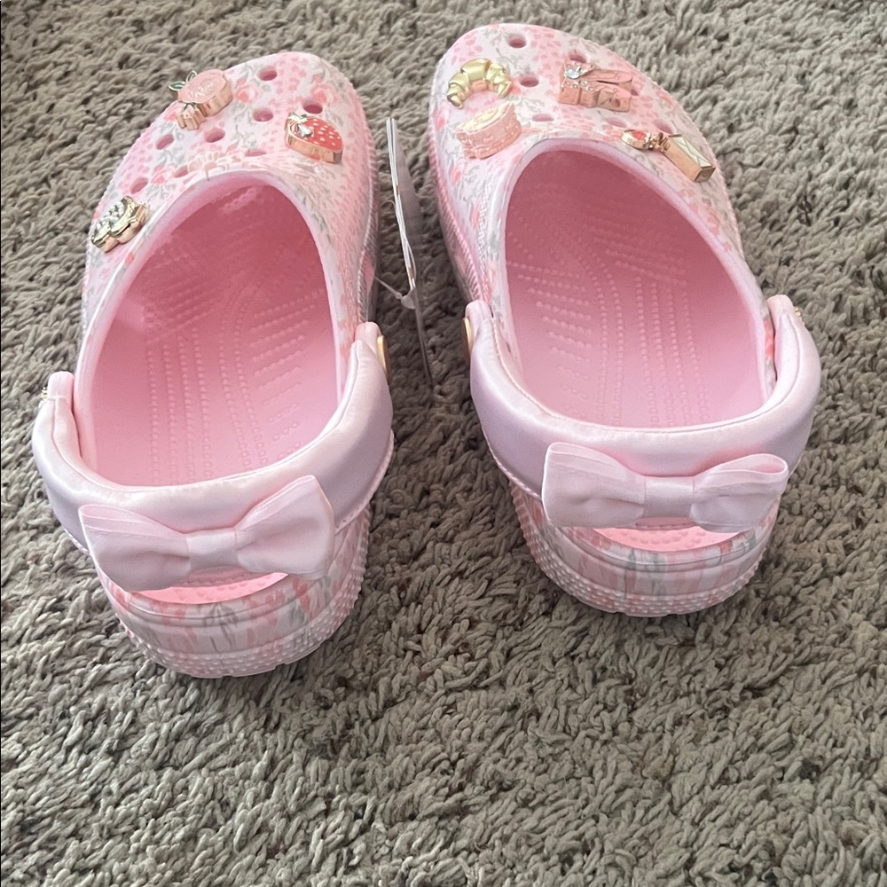 Loveshackfancy Women Size 8 Pink Floral Clog Shoes with Charms - Picture 3 of 8